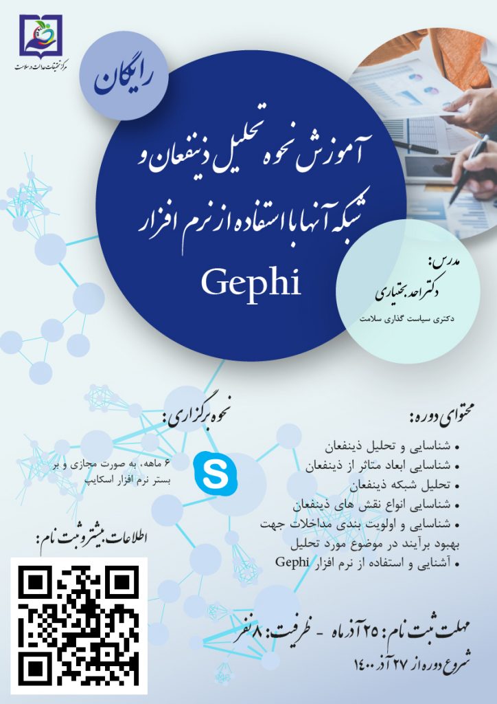 کارگاه مجازی رایگان آموزش نحوه تحلیل روابط و شبکه ذینفعان نظام سلامت ایران